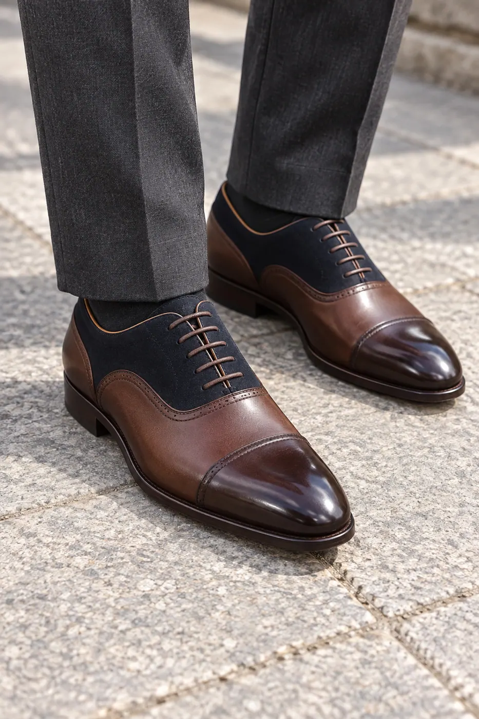 Torento 304 Süet Detaylı Oxford — Kahve