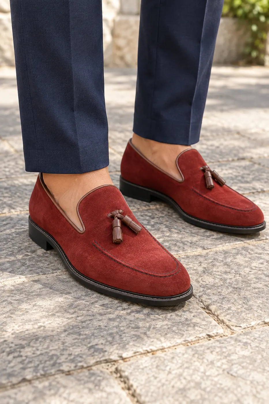 Torento 3 Püsküllü Süet Loafer — Bordo